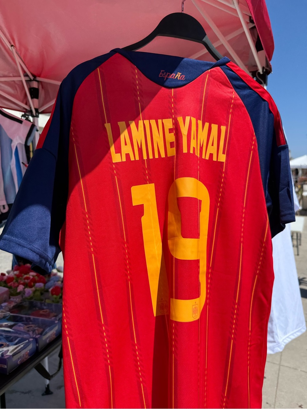 España Lamine Yamal #19 Red & Navy Soccer Jersey